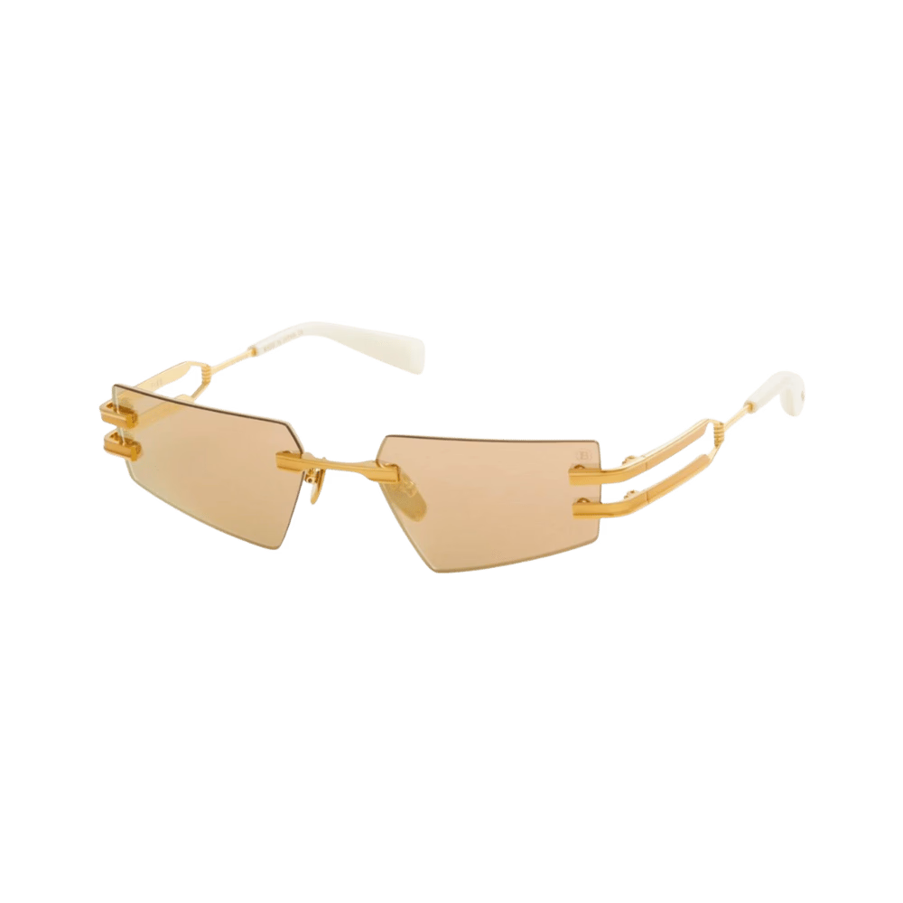 Balmain FIXE BPS-123D-54 White Gold- Matte White Gold - Bone w/ Brown - Rose Gold Mirror - AR Sunglasses product photo 1
