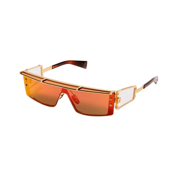 Balmain WONDER BOY - IIIBPS-127C-145 Gold - Red Swirl w/ shield: Dark brown - Red Mirror - AR visor & side shield AR Sunglasses Balmain WONDER BOY - IIIBPS-127C-145 Gold - Red Swirl w/ shield: Dark brown - Red Mirror - AR visor & side shield AR Sunglasses
