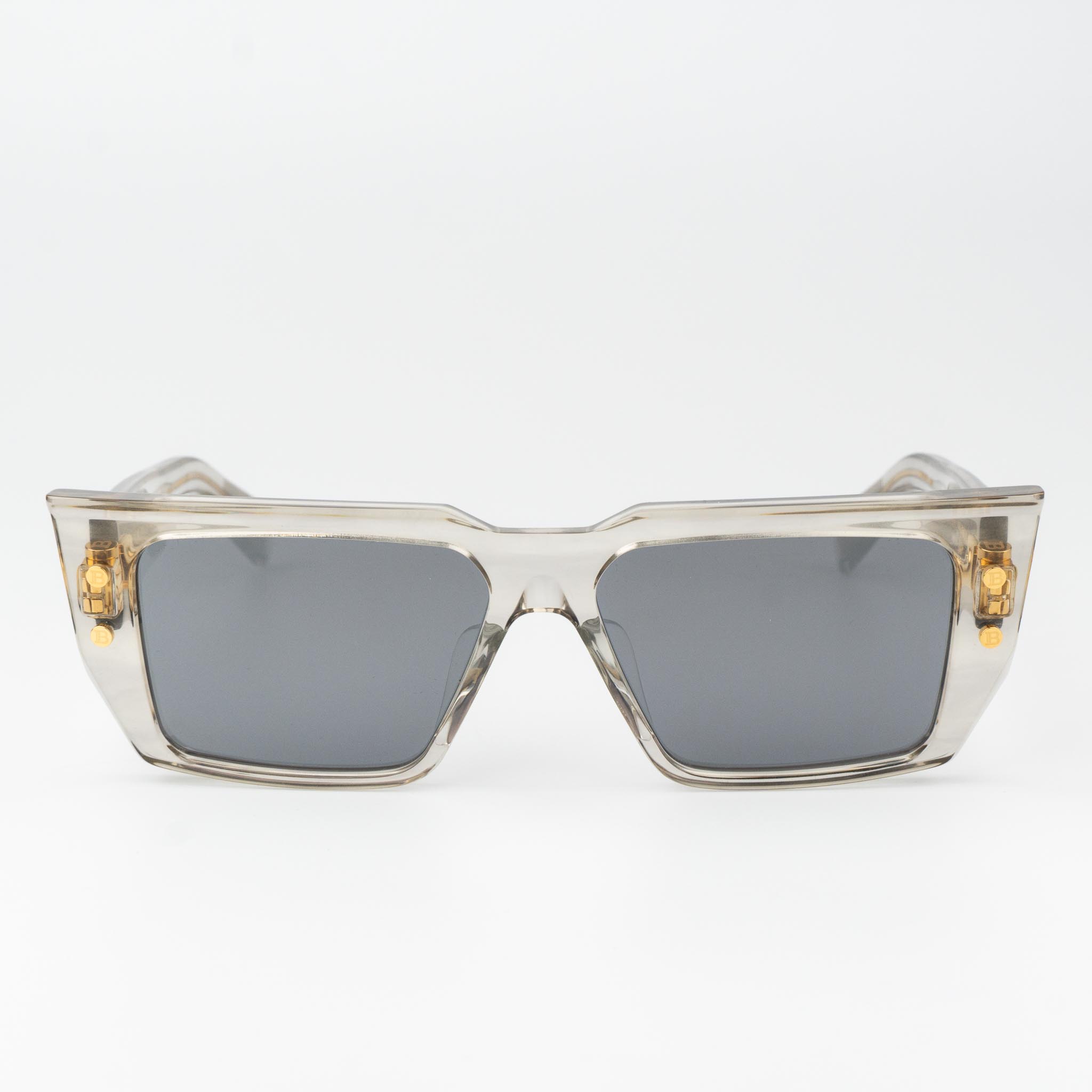 B-VIBPS-128B-54 Grey Crystal W/ Gold Flakes / White Gold / White Gold Flash Sunglasses