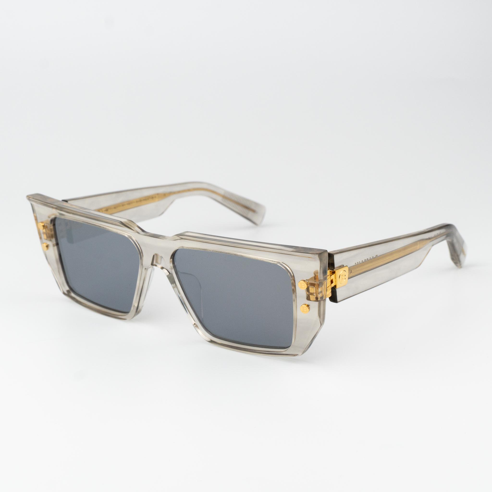 B-VIBPS-128B-54 Grey Crystal W/ Gold Flakes / White Gold / White Gold Flash Sunglasses