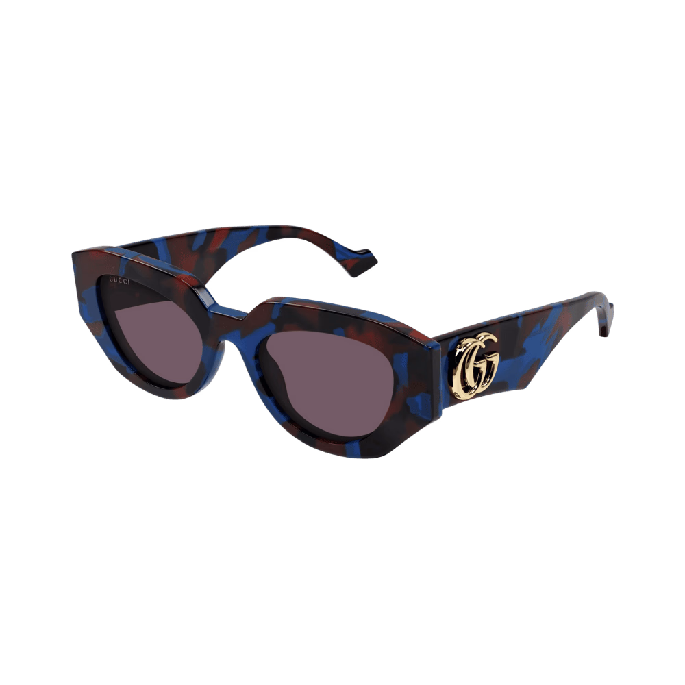 Gucci GG1421S Big Spotted Red And Petrol Havana / Dark Violet Sunglasses product photo 1