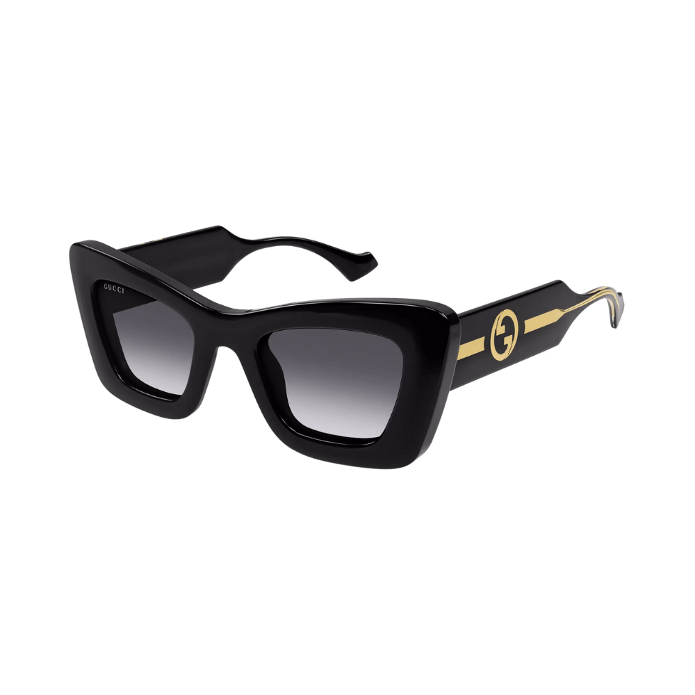 Gucci GG1552S Shiny Black / Crystal / Grey Gradient Sunglasses product photo 1