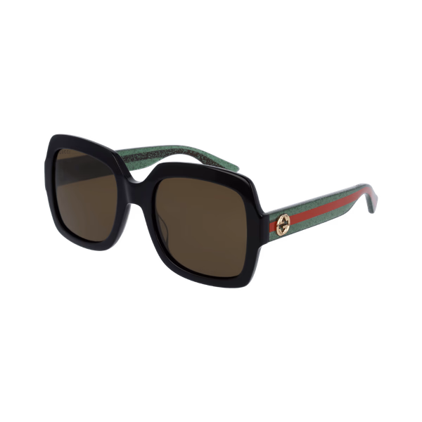 Gucci GG0036SN Black Green Red / Brown Sunglasses Gucci GG0036SN Black Green Red / Brown Sunglasses