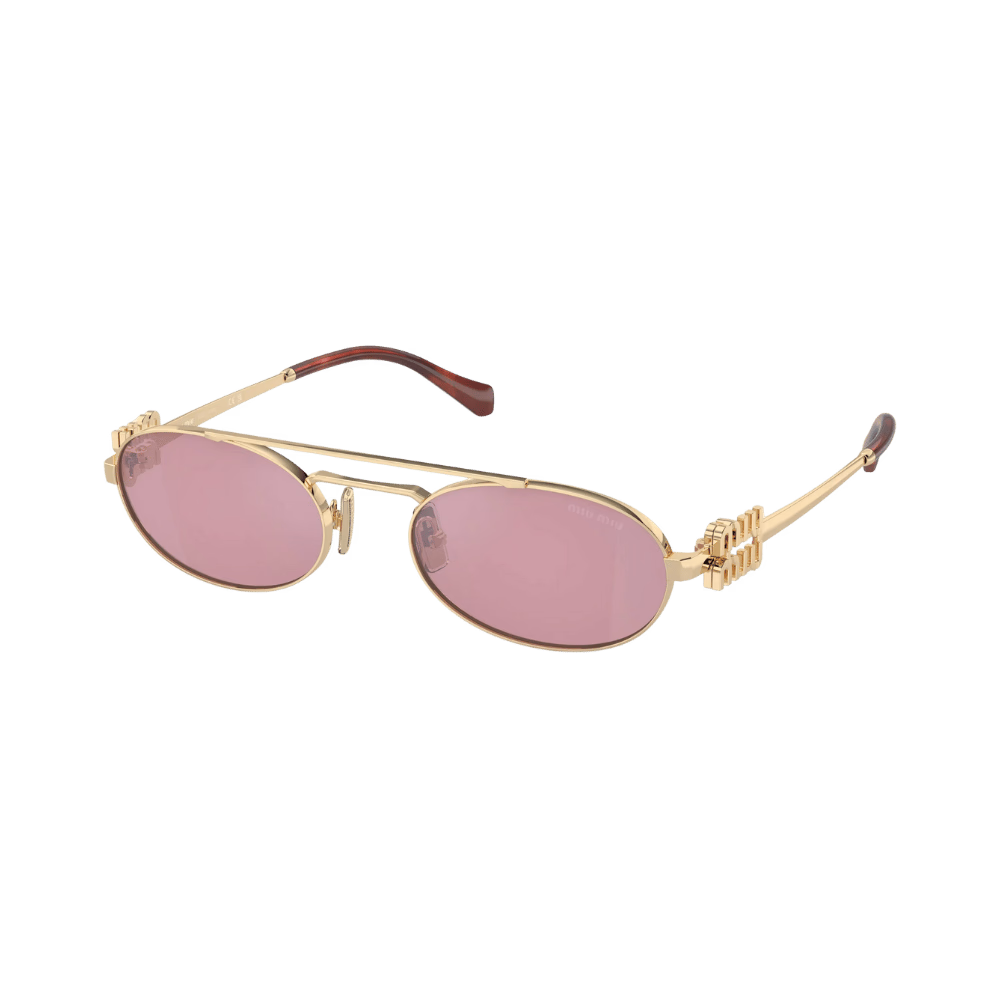 Miu Miu MU54ZS Pale Gold / Dark Pink Mirror Silver Sunglasses product photo 1