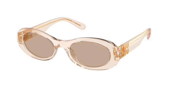Miu Miu MU06ZS Sand Transparent / Dark Brown Sunglasses Miu Miu MU06ZS Sand Transparent / Dark Brown Sunglasses