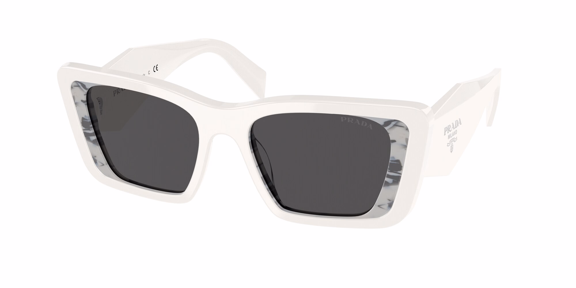 Prada PR08YS White / Havana Black / Dark Grey Sunglasses product photo 1