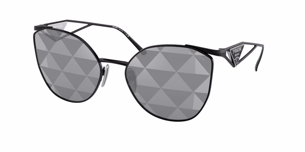 Prada PR50ZS Black / Grey Tampo Triangles Silver Sunglasses Prada PR50ZS Black / Grey Tampo Triangles Silver Sunglasses