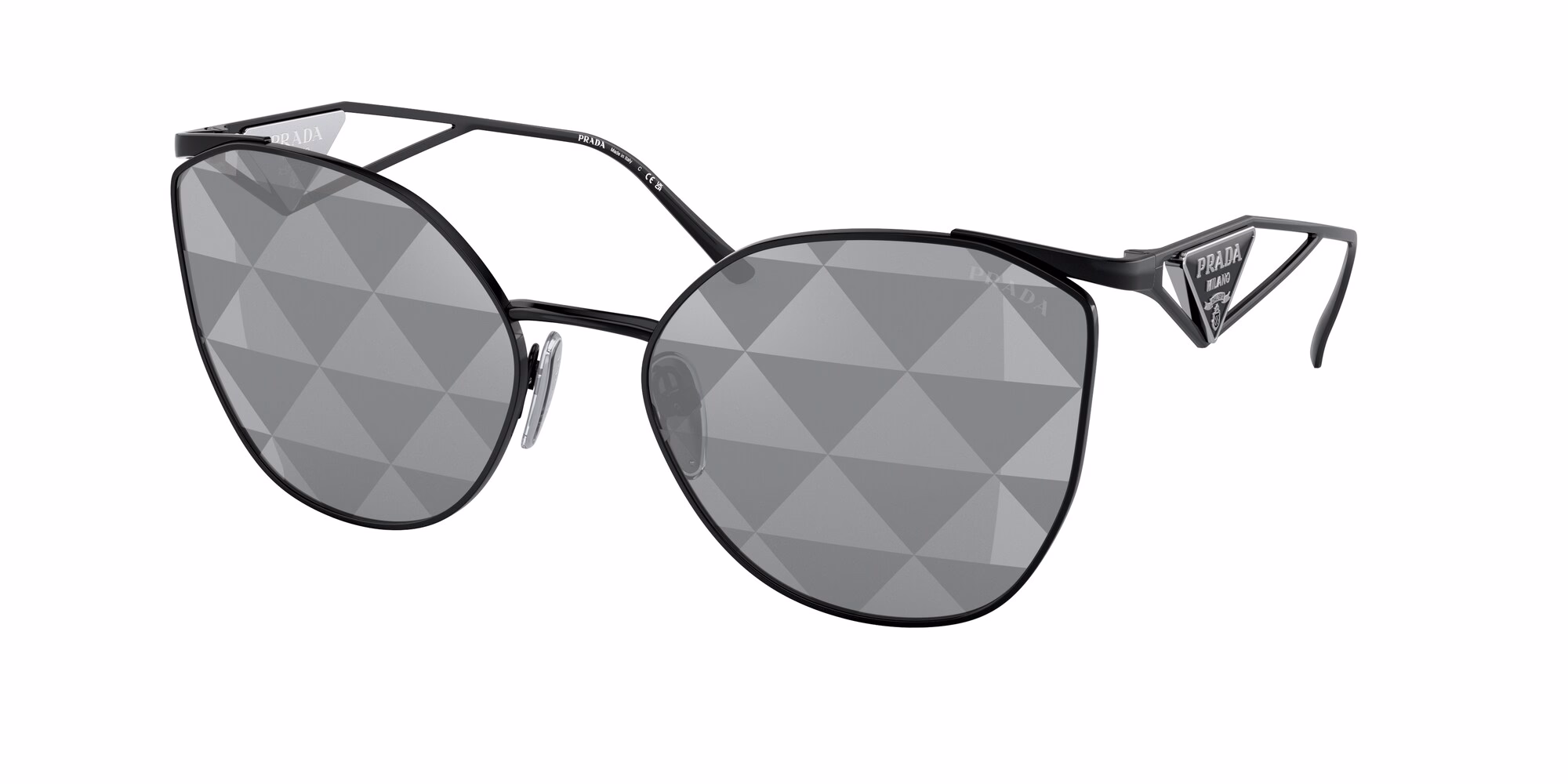 Prada PR50ZS Black / Grey Tampo Triangles Silver Sunglasses product photo 1