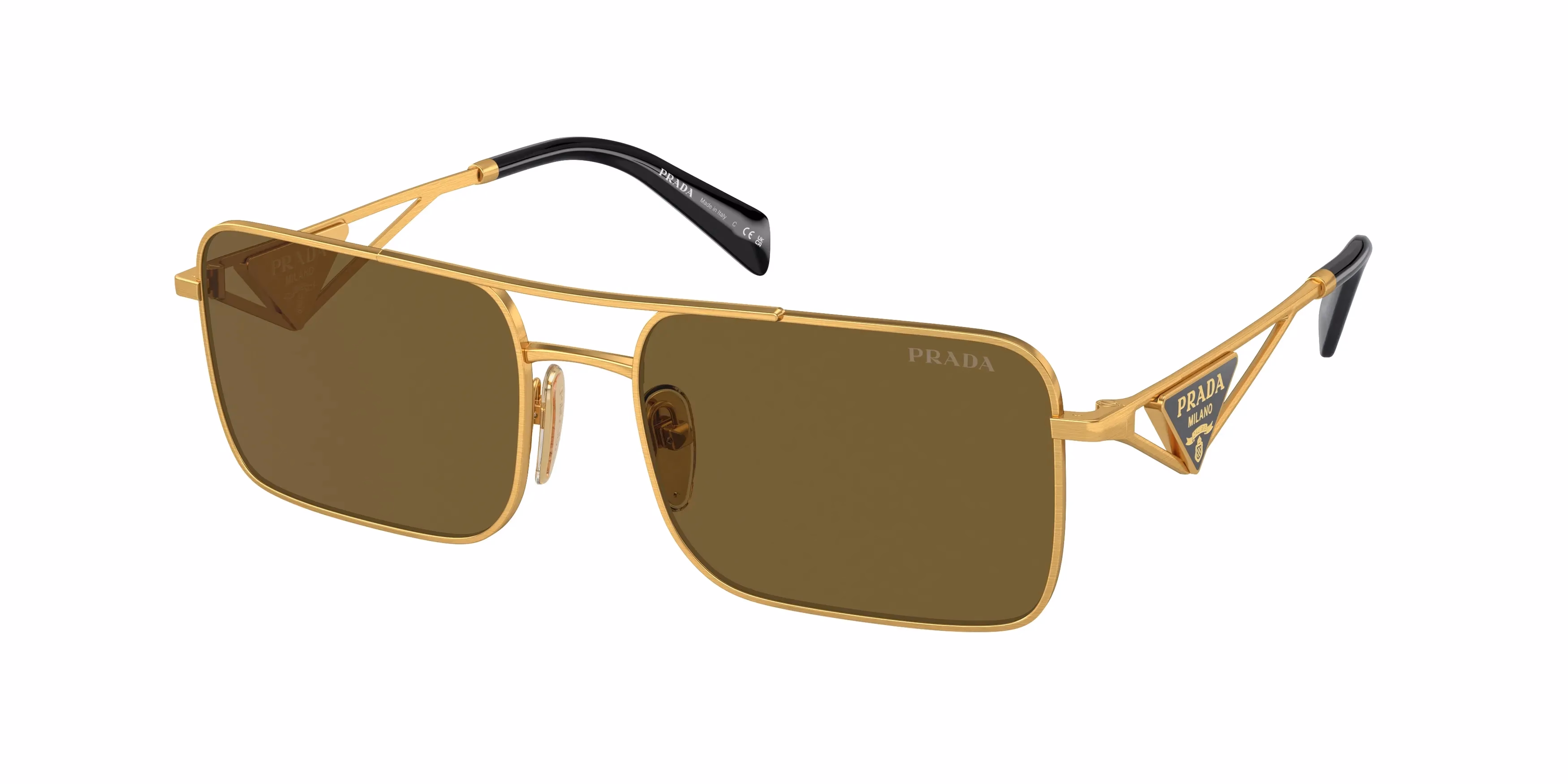 Prada PRA52S Matte Gold / Dark Brown Sunglasses product photo 1