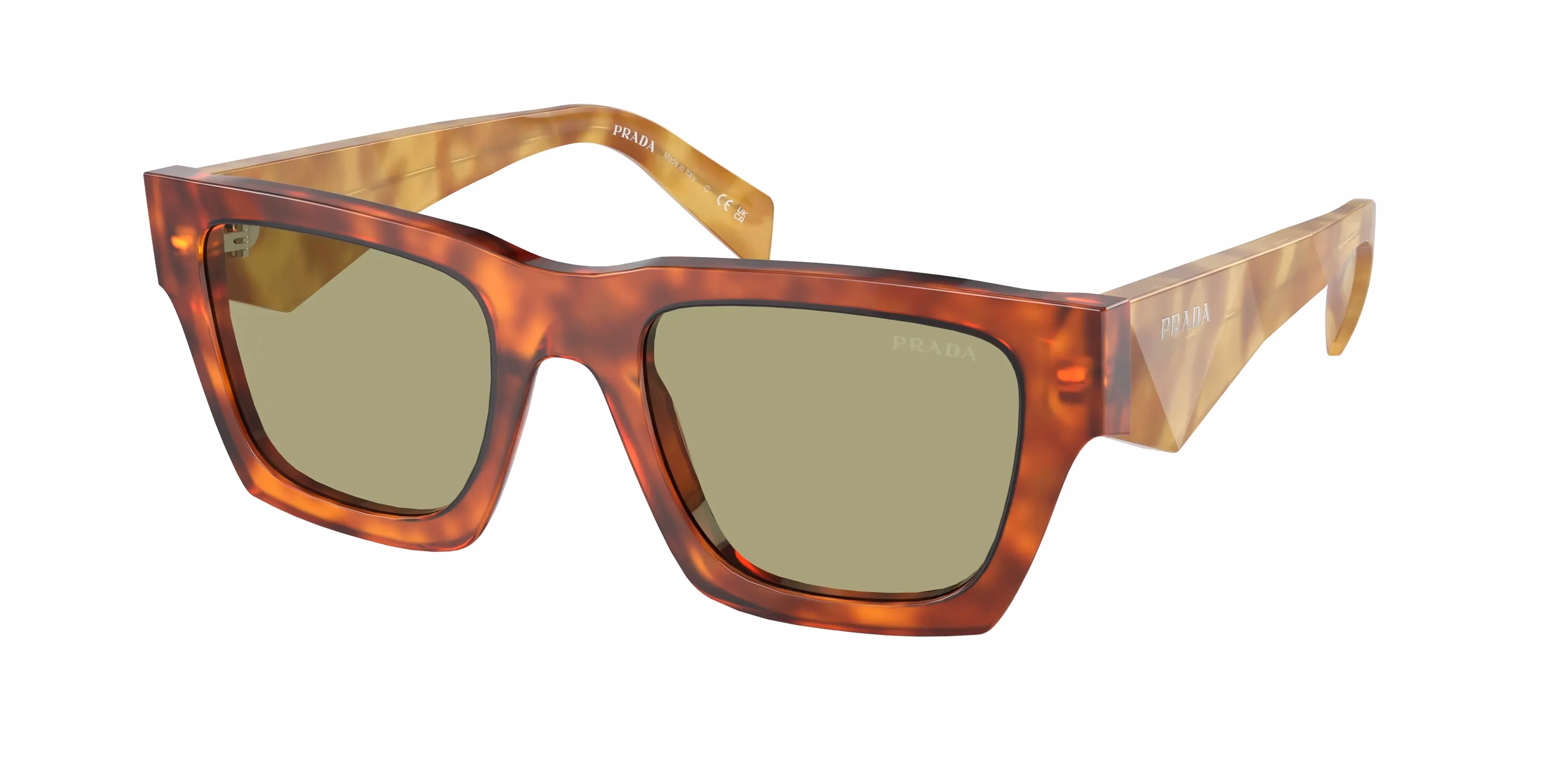 Prada PRA06S Cognac Tortoise / Green Sunglasses product photo 1