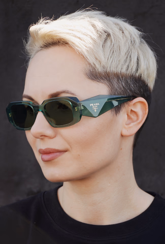Prada PR17WS Symbole Transparent Sage / Green Mirror Internal Silver Sunglasses product photo 1