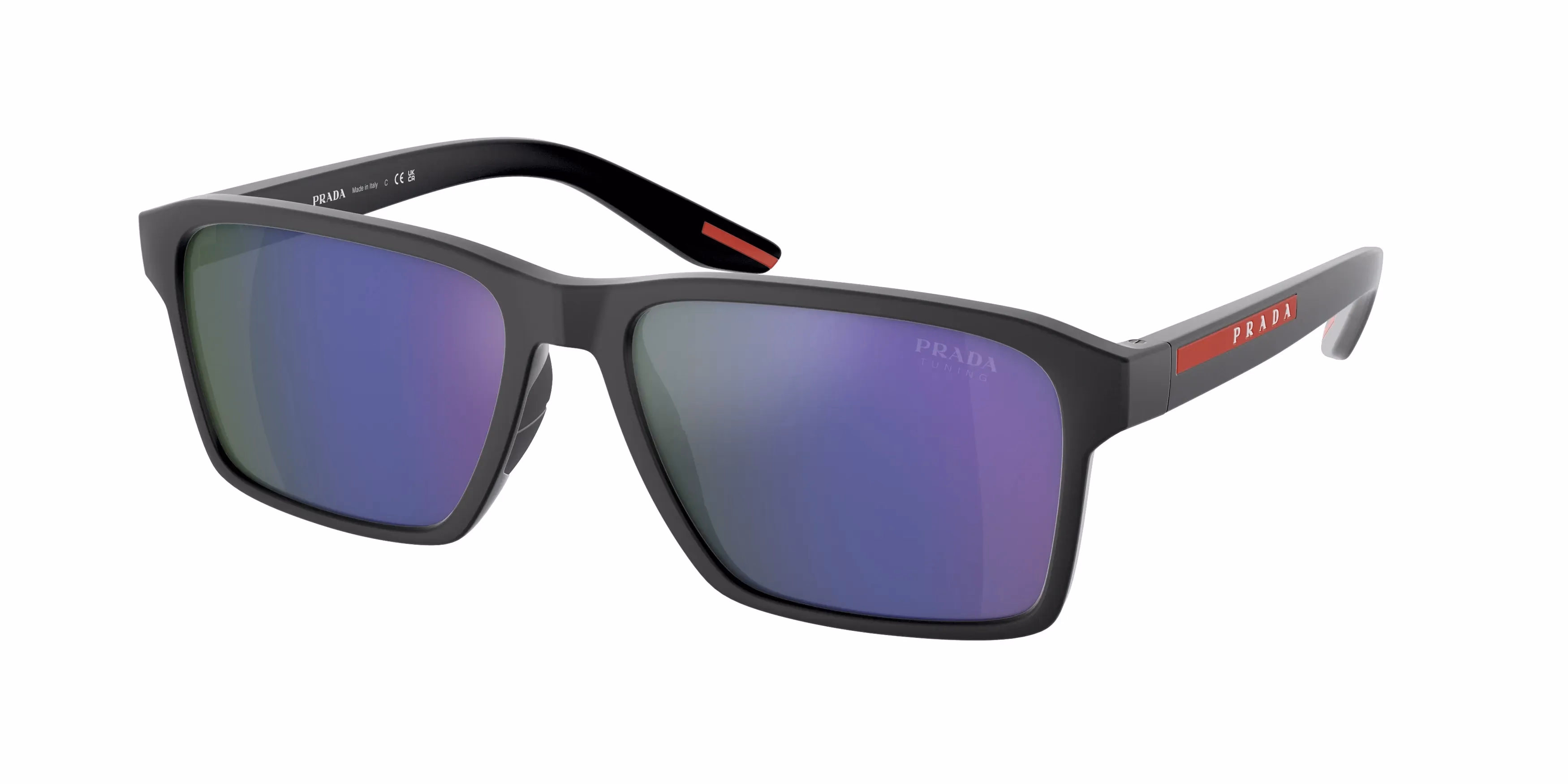 Prada PS05YS Grey Rubber / Dark Blue Mirror Violet Sunglasses product photo 1