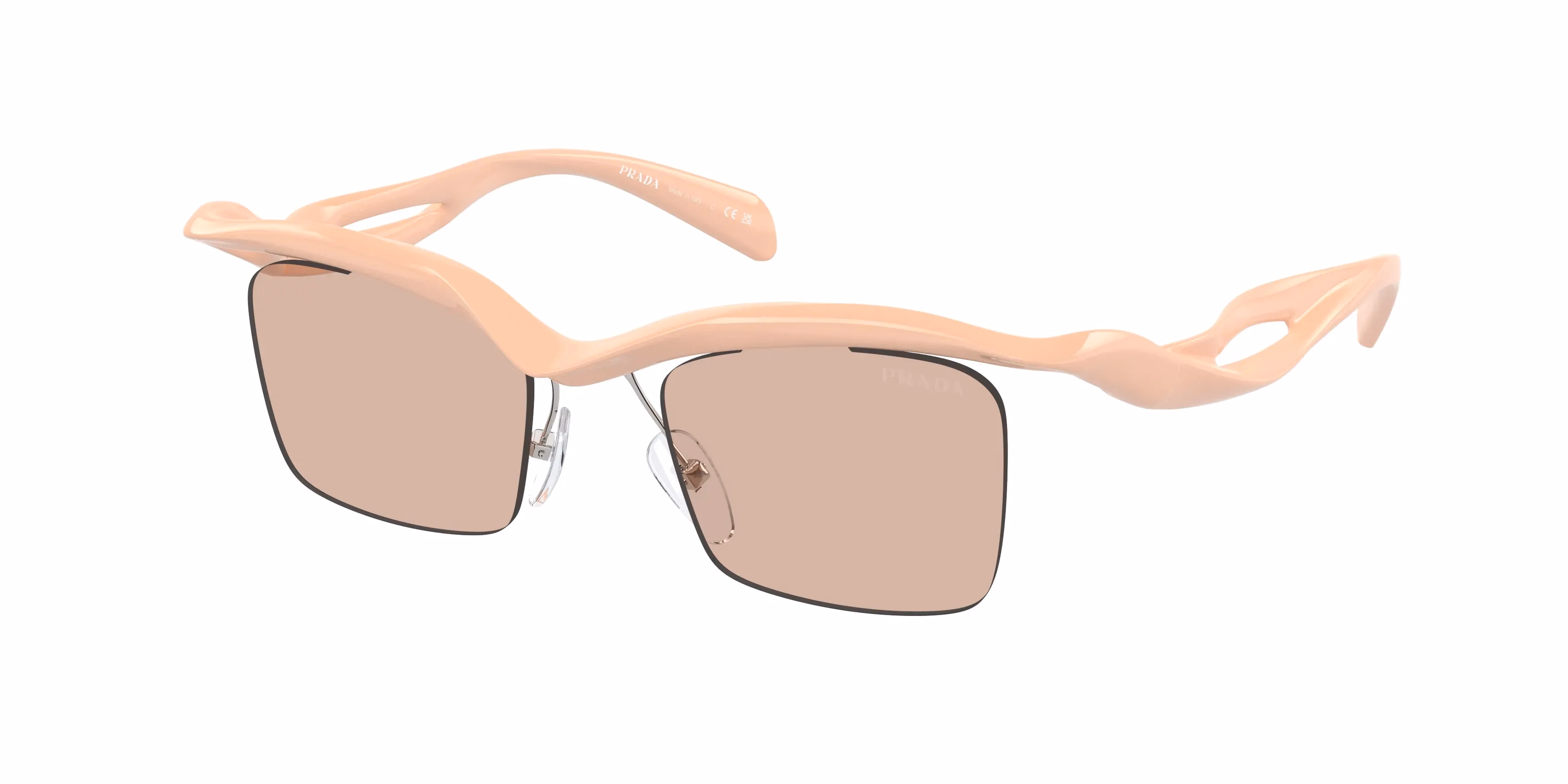 Prada PRA15S Peach / Light Brown Sunglasses product photo 1