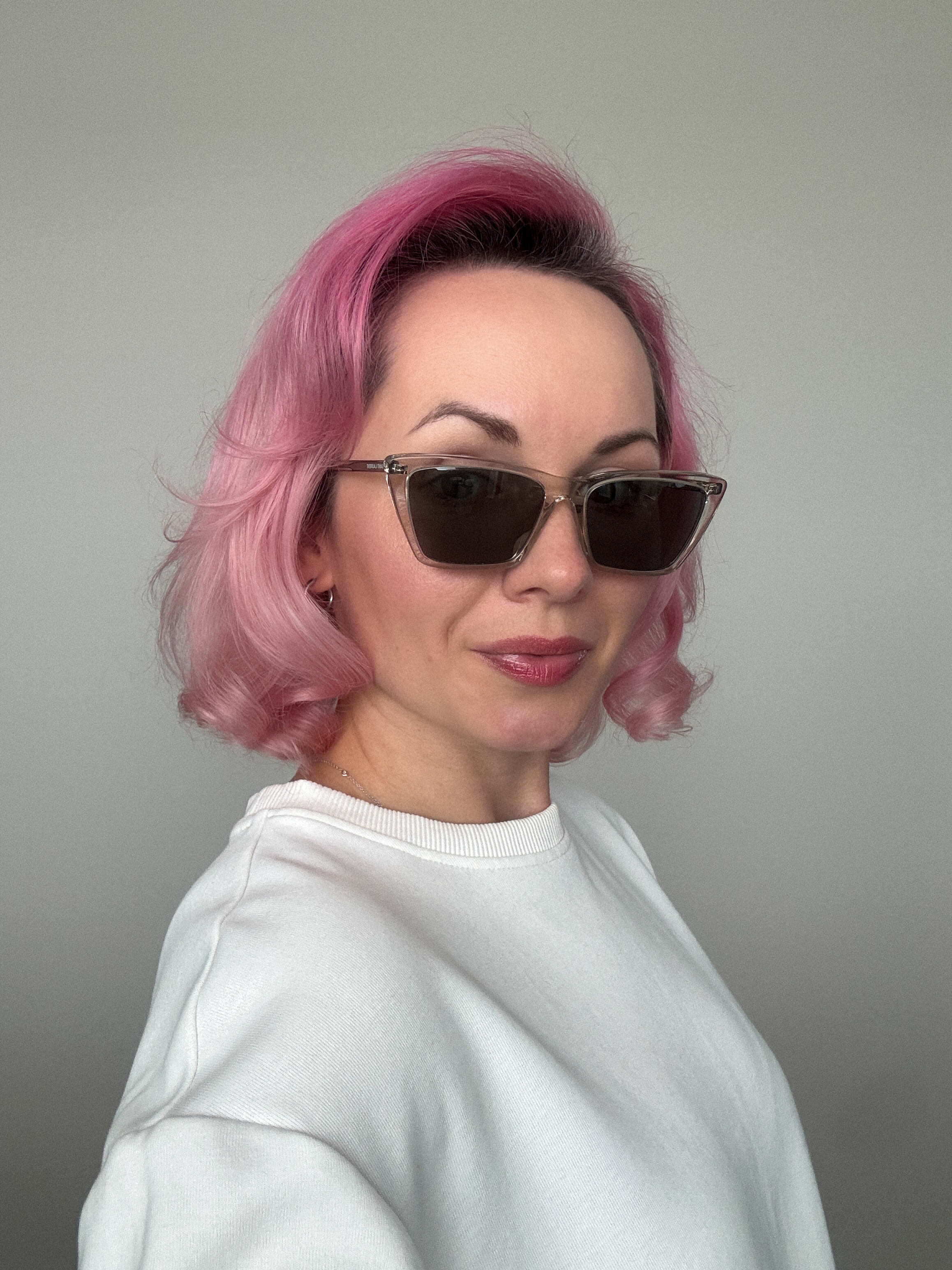 Saint Laurent SL737 MICA THIN Transparent Beige / Silver Sunglasses product photo 2