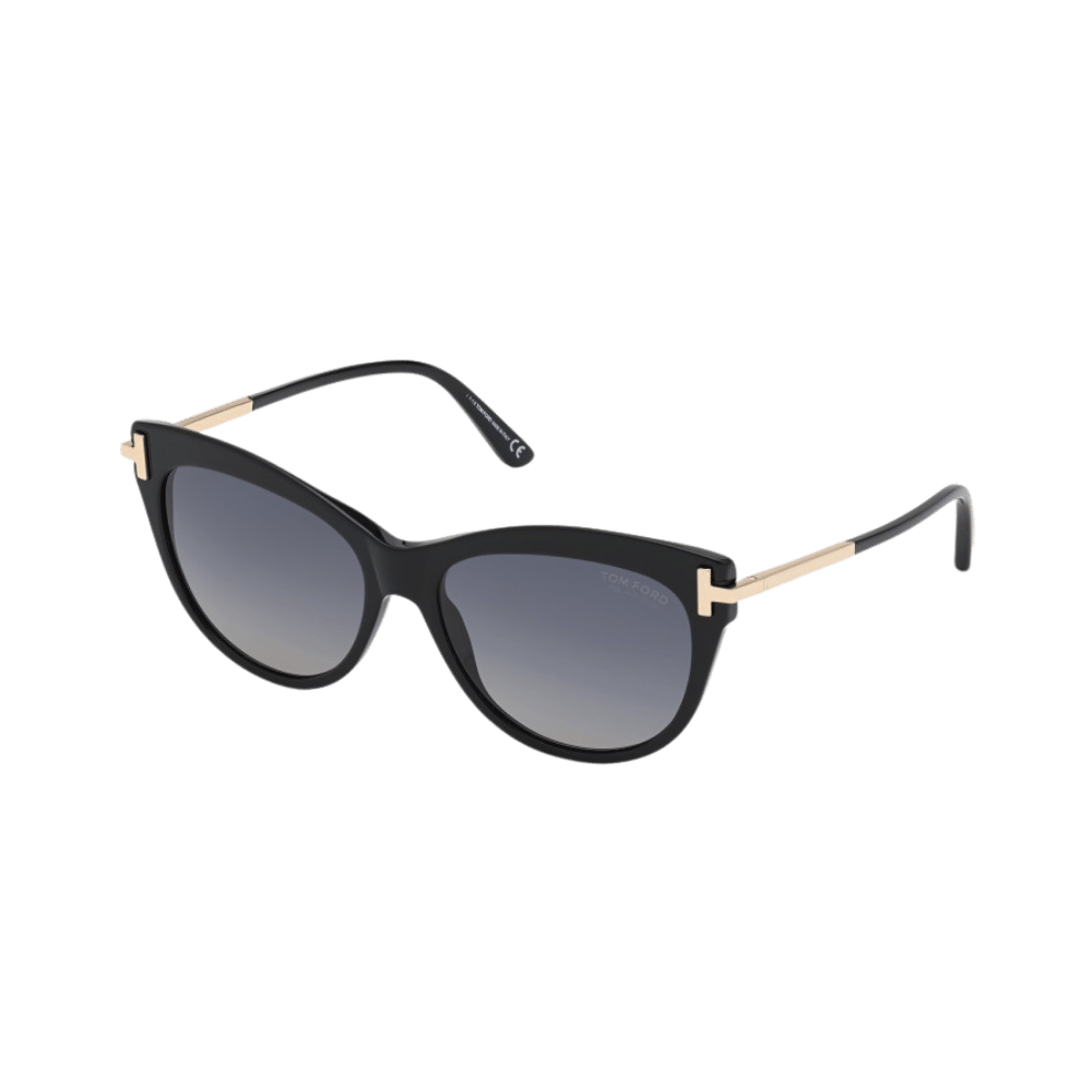 Tom Ford FT0821/S Shiny Black with Rose Gold / Polarized Gradient Smoke Sunglasses product photo 1