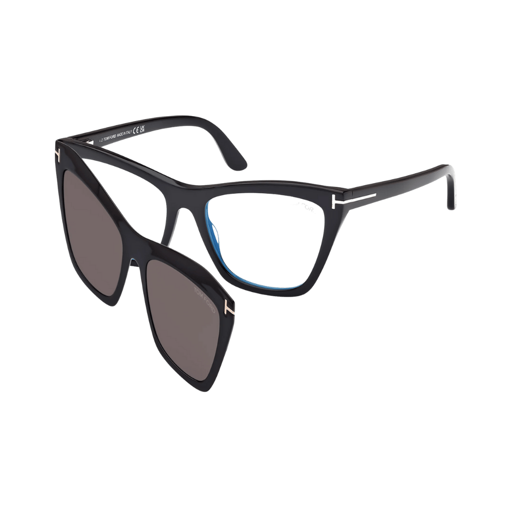 Tom Ford FT5971-B Shiny Black / Clear Blue Light Block with Magnetic Clip-On Smoke product photo 1