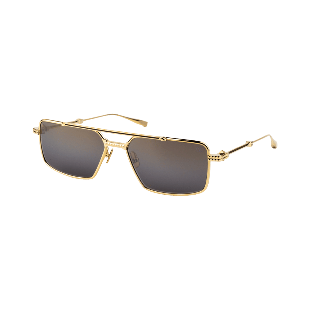 Valentino V - SEI VLS-111B-58 V-Light Gold - Brown Enamel w/Dark Brown - Gold Gradient Flash Mirror - AR Sunglasses