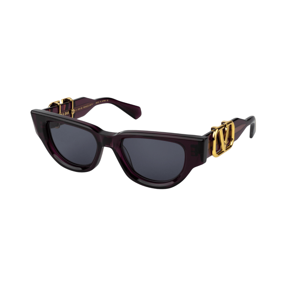 Valentino V - DUEVLS-103D-50 Crystal Purple - Yellow Gold w/ Dark Grey - AR Sunglasses