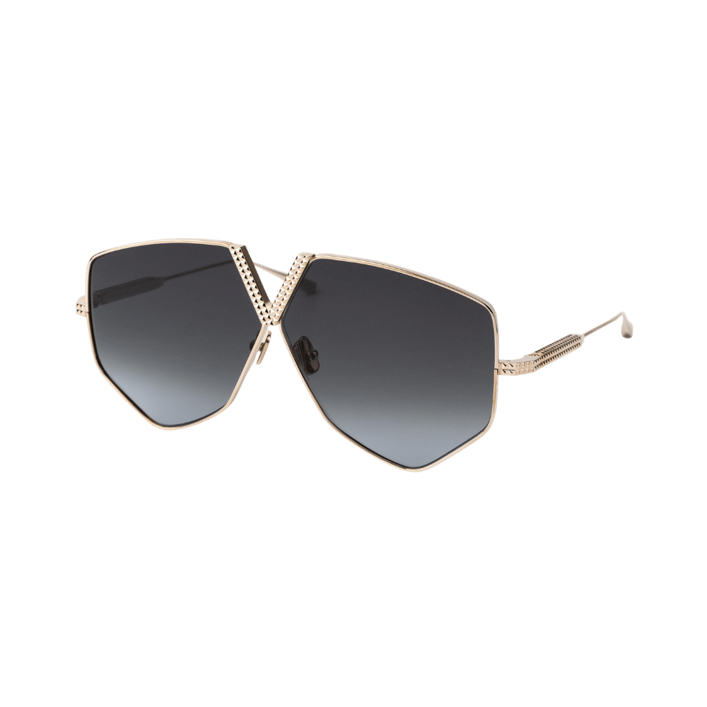 Valentino V - HEXAGONVLS-115A-64 White Gold w/ Dark Grey to Clear - AR Sunglasses