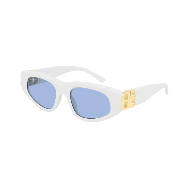 Balenciaga BB0095S White Gold / Light Blue Sunglasses
