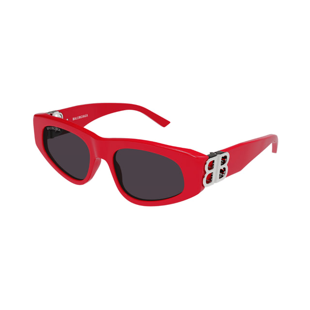 Balenciaga BB0095S Red Silver / Grey Sunglasses