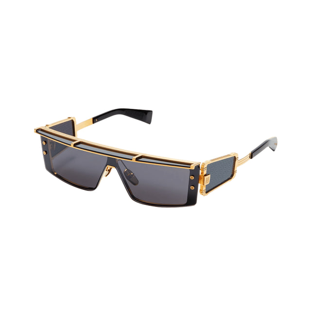 Balmain WONDER BOY - III BPS-127A-145 Gold - Black w/ shield: Dark Grey - Black Flash Mirror - AR visor & side shield : Dark Grey-AR Sunglasses