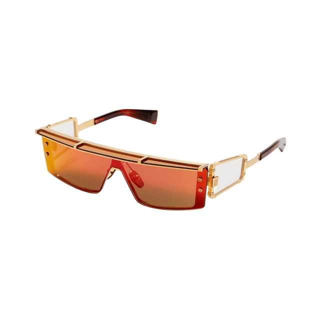 Balmain WONDER BOY - IIIBPS-127C-145 Gold - Red Swirl w/ shield: Dark brown - Red Mirror - AR visor & side shield AR Sunglasses