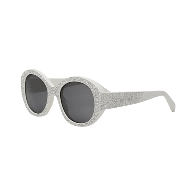 Celine CL4240IS Shiny Ivory with Silver Studs / Smoke Sunglasses