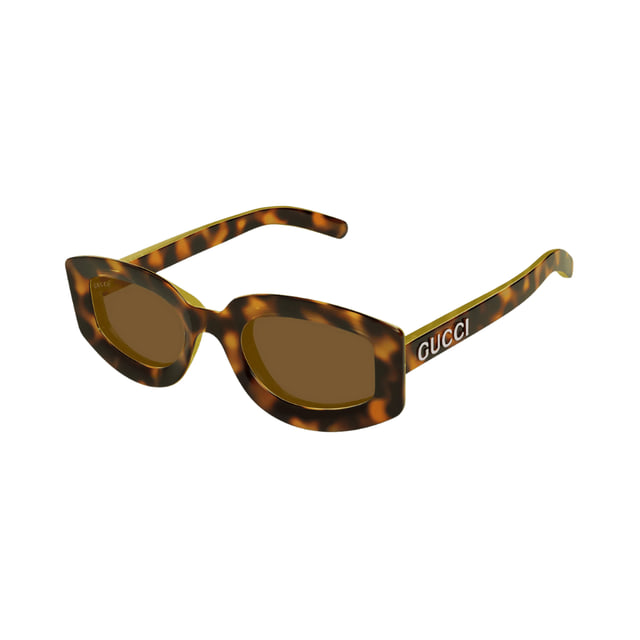 Gucci GG1719S Light Havana with Yellow / Brown Sunglasses