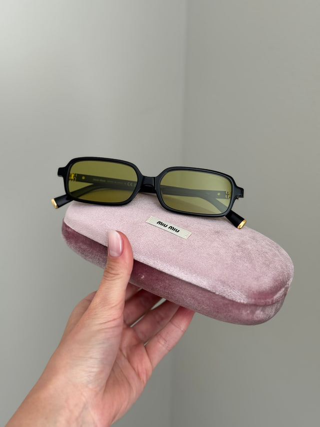 Miu Miu MU11ZSF Black / Olive Green Sunglasses Miu Miu MU11ZSF Black / Olive Green Sunglasses