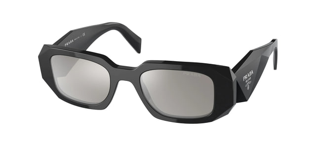 Prada PR17WS Symbole Black / Light Grey Mirrored Silver Sunglasses Prada PR17WS Symbole Black / Light Grey Mirrored Silver Sunglasses