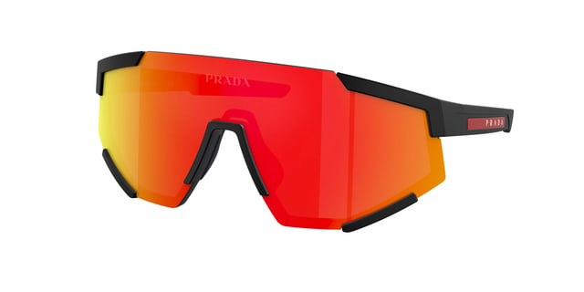 Prada PS04WS Black Rubber / Brown Mirror Orange Sunglasses Prada PS04WS Black Rubber / Brown Mirror Orange Sunglasses