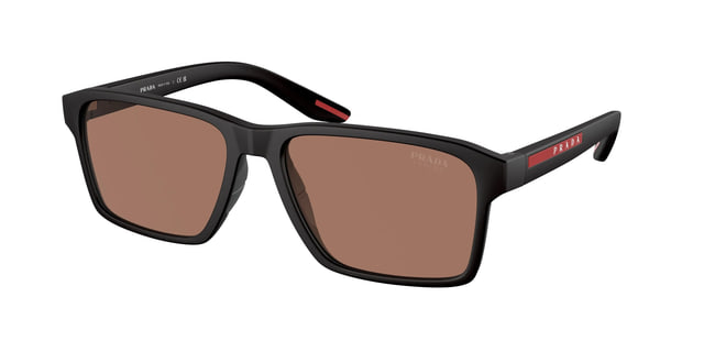 Prada PS05YS Black Rubber / Brown Sunglasses