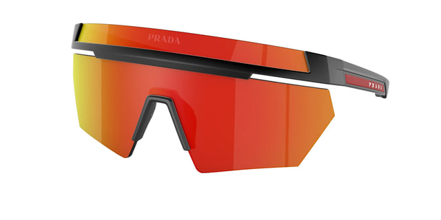 Prada PS01YS Matte Black / Brown Mirror Orange Sunglasses