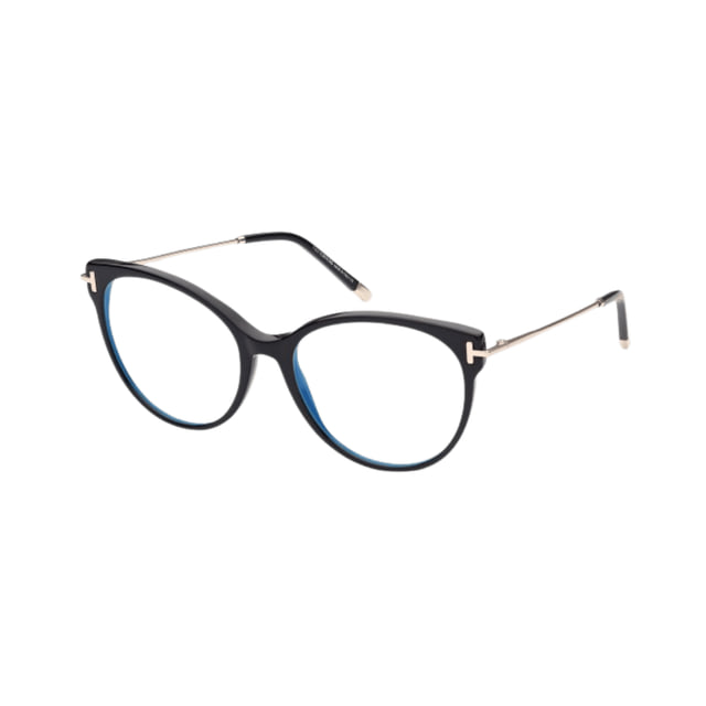 Tom Ford FT5770-B/V Shiny Black Rose Gold / Clear Blue Light Block Eyeglasses