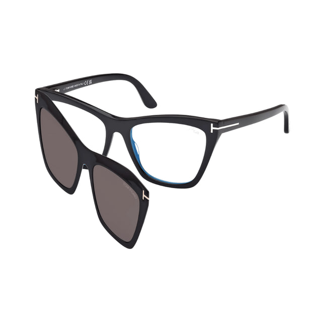 Tom Ford FT5971-B Shiny Black / Clear Blue Light Block with Magnetic Clip-On Smoke product photo 1