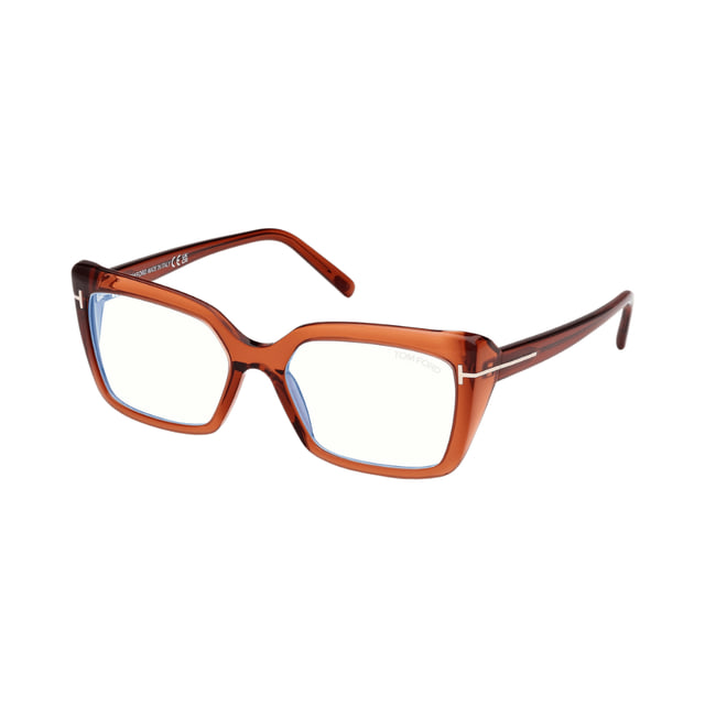 Tom Ford FT5991-B Shiny Dark Brown / Clear Blue Light Block
