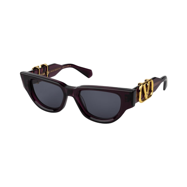 Valentino V - DUEVLS-103D-50 Crystal Purple - Yellow Gold w/ Dark Grey - AR Sunglasses Valentino V - DUEVLS-103D-50 Crystal Purple - Yellow Gold w/ Dark Grey - AR Sunglasses