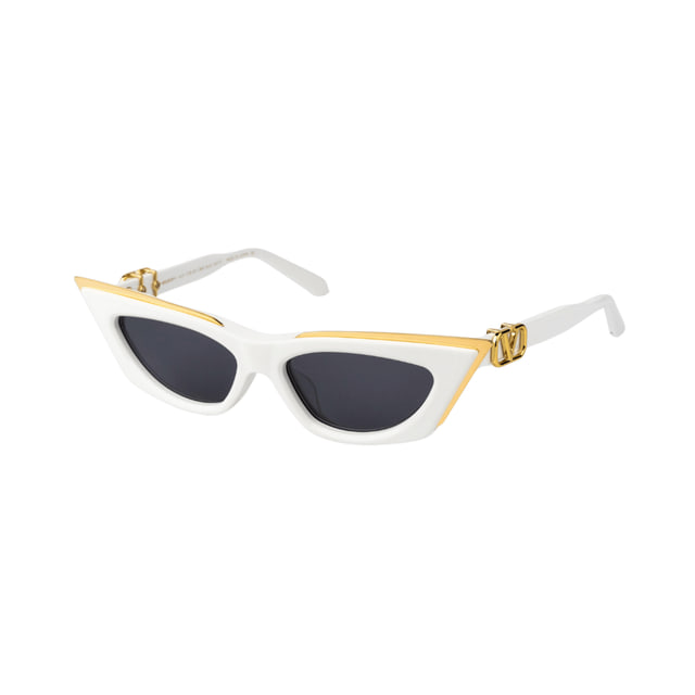 Valentino V - GOLDCUT - I VLS-113D-55 White - Yellow Gold w/ Dark Grey - AR Sunglasses