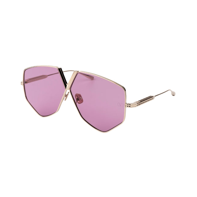 Valentino V - HEXAGON VLS-115C-64 White Gold w/ Pink - AR Sunglasses
